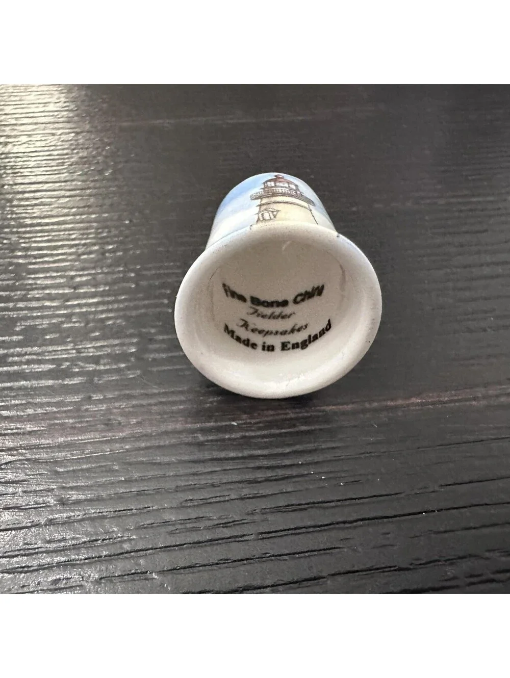 Vtg Treidler Keepsakes Put-in-Bay Ohio Lighthouse Fine Bone China Thimble EUC